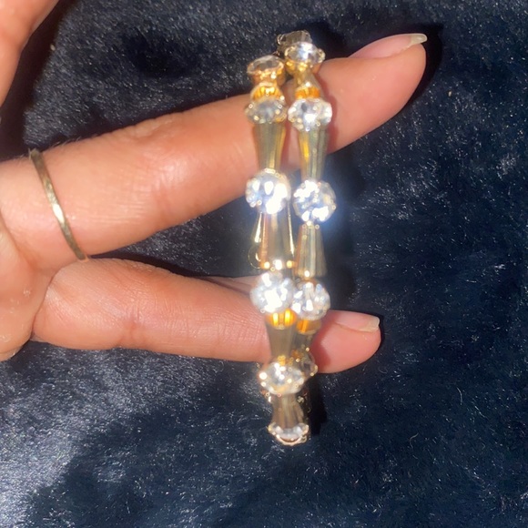 Gold tone and rhinestone large hoops - Picture 4 of 6